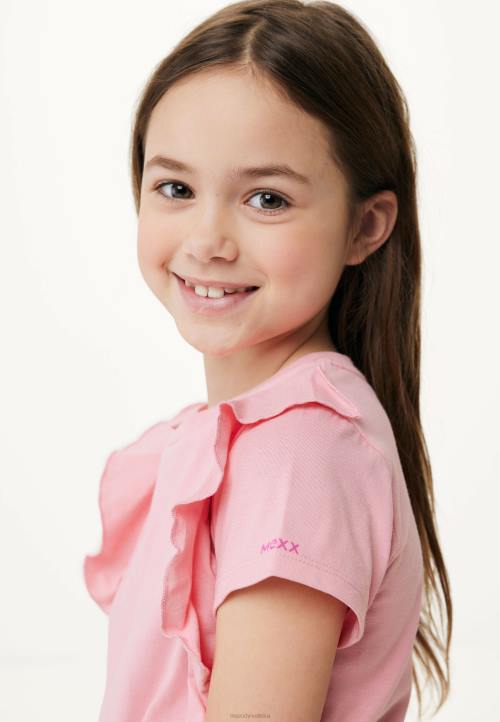 MEXX majica kratkih rukava s volanima losos ružičasta B4DB749 djevojke - MEXX woman