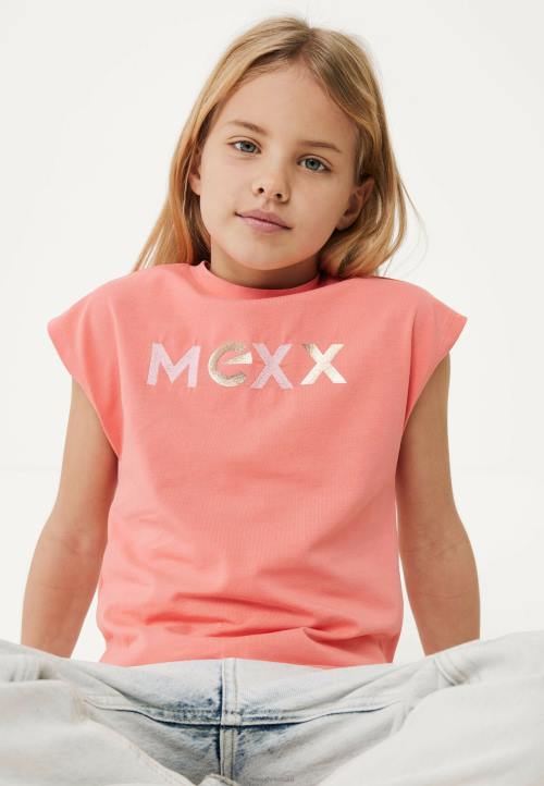MEXX tenisice - MEXX majica s logotipom kratkih rukava koraljna naranča B4DB762 djevojke