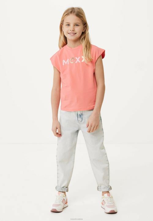 MEXX tenisice - MEXX majica s logotipom kratkih rukava koraljna naranča B4DB762 djevojke