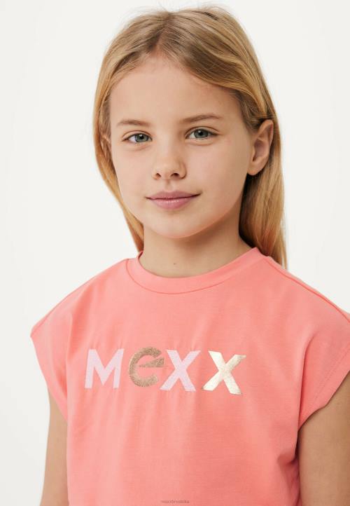 MEXX tenisice - MEXX majica s logotipom kratkih rukava koraljna naranča B4DB762 djevojke