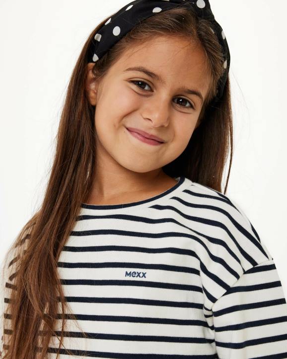 MEXX prugasti džemper spuštenog ramena bijela B4DB827 djevojke - MEXX sale