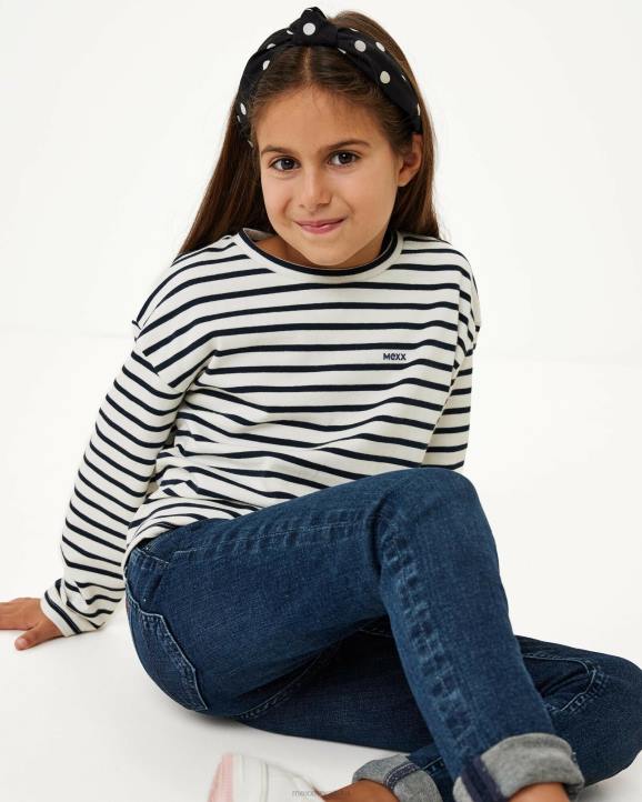 MEXX prugasti džemper spuštenog ramena bijela B4DB827 djevojke - MEXX sale