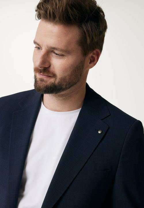 MEXX natikače - MEXX jednoredni karirani blejzer tamnoplavi plava B4DB467 muškarci
