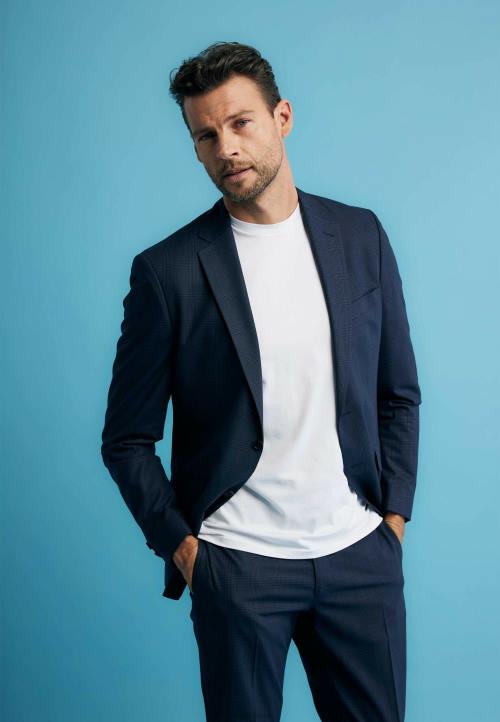 MEXX natikače - MEXX jednoredni karirani blejzer tamnoplavi plava B4DB467 muškarci