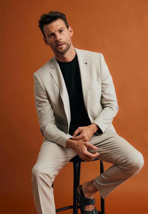 MEXX jednoredni sako od rastezljive tkanine pijesak bež B4DB469 muškarci - MEXX sandale