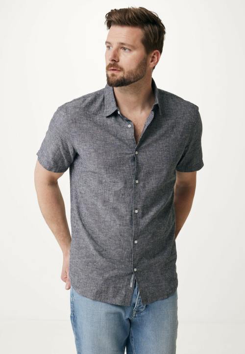 MEXX tenisice - MEXX lanena majica kratkih rukava crna schwarz B4DB503 muškarci