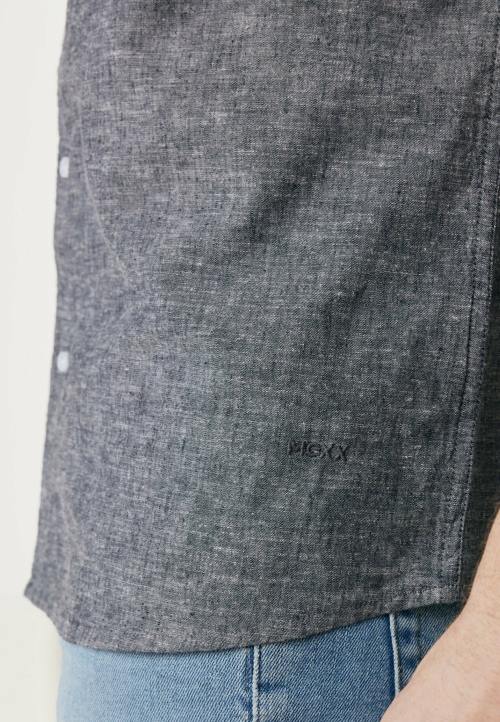 MEXX tenisice - MEXX lanena majica kratkih rukava crna schwarz B4DB503 muškarci