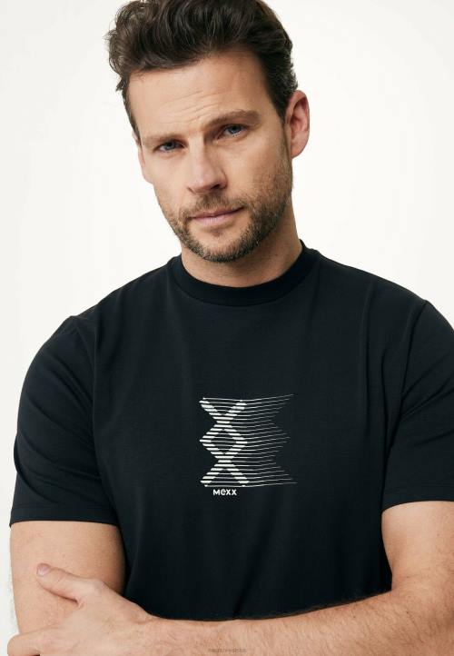 MEXX majica kratkih rukava gumeni print crna schwarz B4DB490 muškarci - MEXX koferi