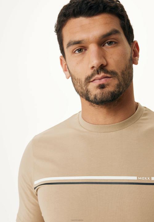 MEXX shoes sale - MEXX majica kratkih rukava s prugama na prsima pijesak bež B4DB475 muškarci