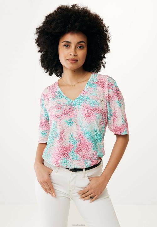 MEXX natikače - MEXX bluza kratkih rukava plavozelena ružičasta B4DB26 žene