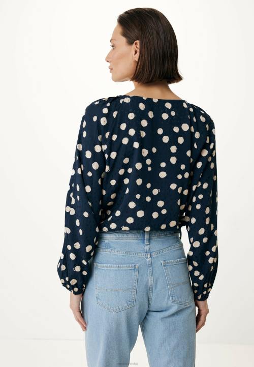 MEXX natikače - MEXX bluza s okruglim nabranim dekolteom tamnoplava plava B4DB62 žene