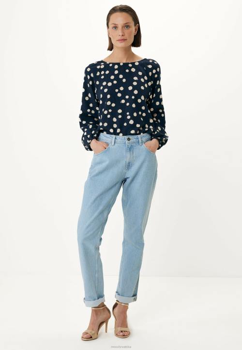 MEXX natikače - MEXX bluza s okruglim nabranim dekolteom tamnoplava plava B4DB62 žene