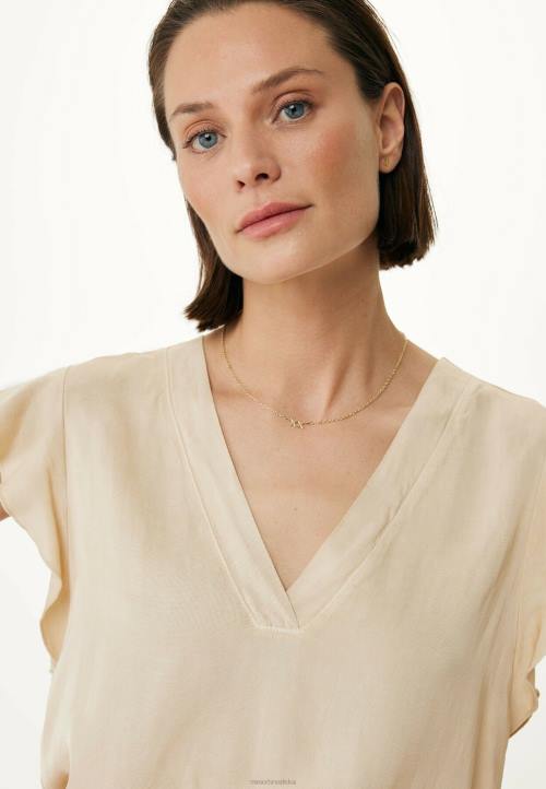 MEXX cizme - MEXX bluza s v-izrezom leptir rukavi svijetli pijesak bež B4DB57 žene