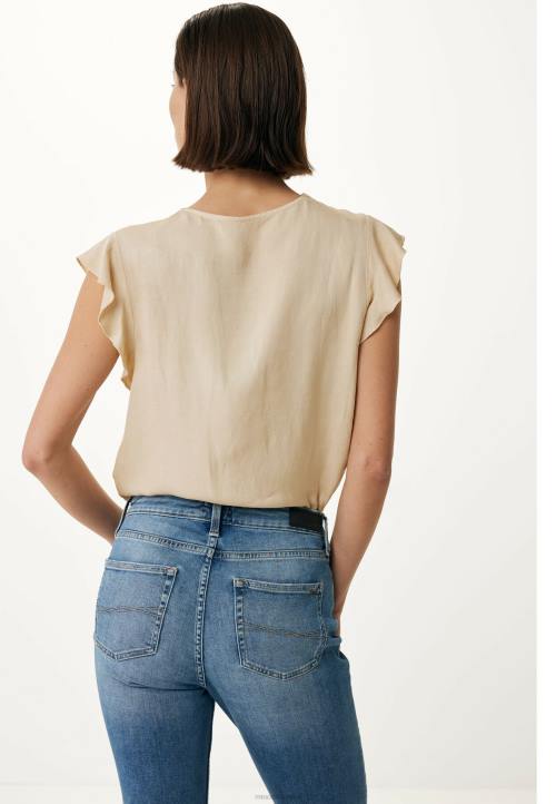 MEXX cizme - MEXX bluza s v-izrezom leptir rukavi svijetli pijesak bež B4DB57 žene