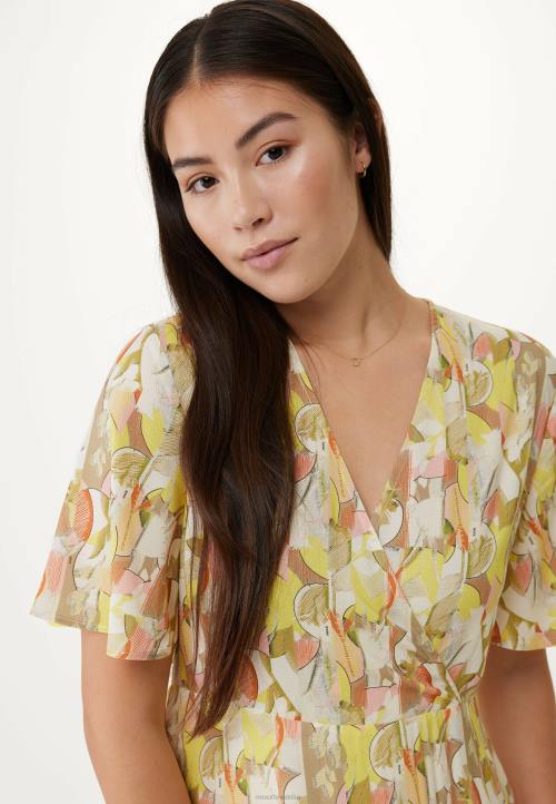 MEXX haljina s omotom kratkih rukava limeta žuta boja B4DB83 žene - MEXX sale