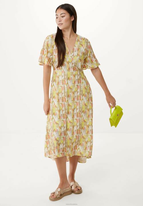 MEXX haljina s omotom kratkih rukava limeta žuta boja B4DB83 žene - MEXX sale