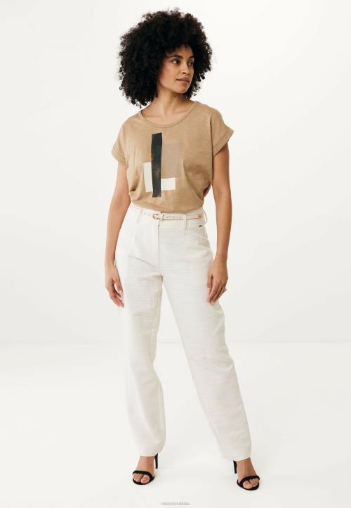 MEXX tenisice - MEXX pantalone ravnih nogavica s visokim strukom krem ​​bijela bež B4DB45 žene