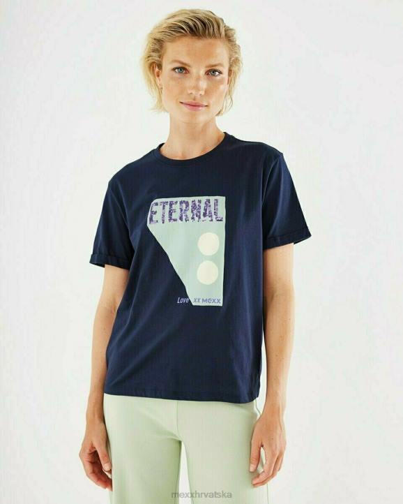 MEXX majica kratkih rukava s izrezom mornarsko plava plava B4DB408 žene - MEXX sale