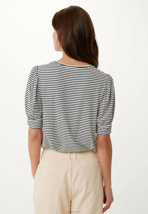 MEXX natikače - MEXX prugasta majica s puf rukavima tamnoplava plava B4DB10 žene