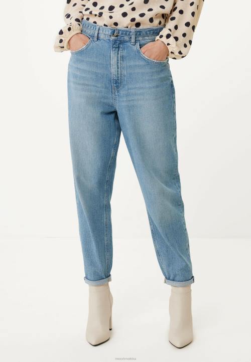 MEXX natikače - MEXX visoki struk mom jeans crown bleach plava B4DB21 žene