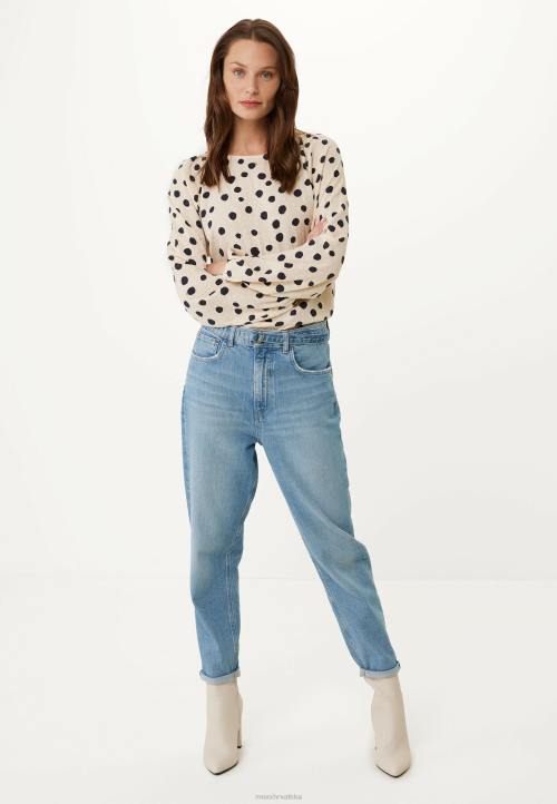 MEXX natikače - MEXX visoki struk mom jeans crown bleach plava B4DB21 žene