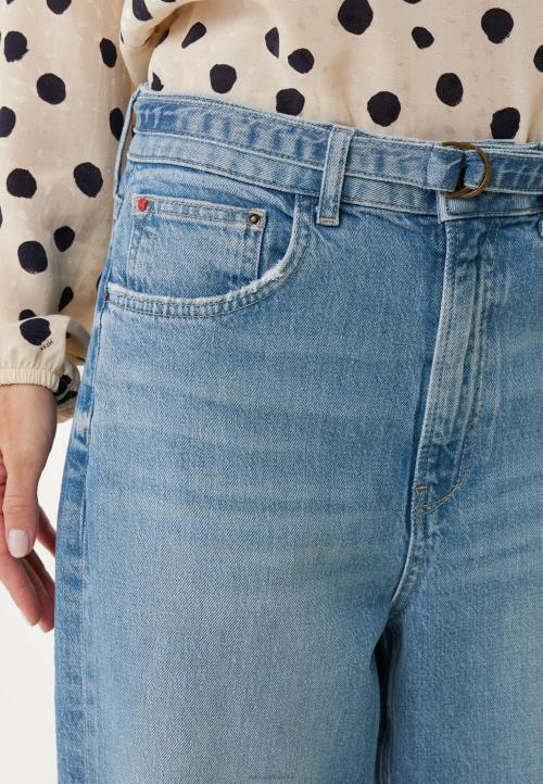 MEXX natikače - MEXX visoki struk mom jeans crown bleach plava B4DB21 žene