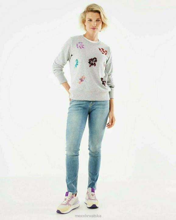 MEXX šljokice džemper s okruglim izrezom sivi melee siva B4DB412 žene - MEXX sale