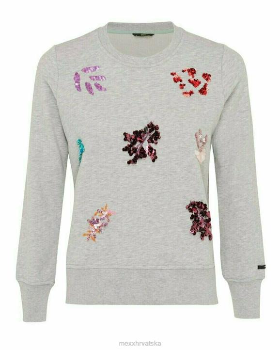 MEXX šljokice džemper s okruglim izrezom sivi melee siva B4DB412 žene - MEXX sale