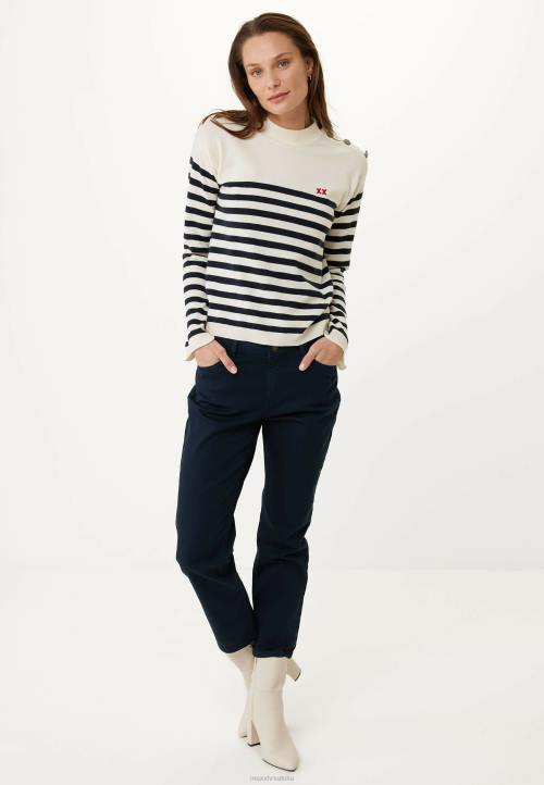 MEXX tenisice - MEXX pleteni pulover s prugastim rukavima u obliku zvona bijele boje bež B4DB112 žene