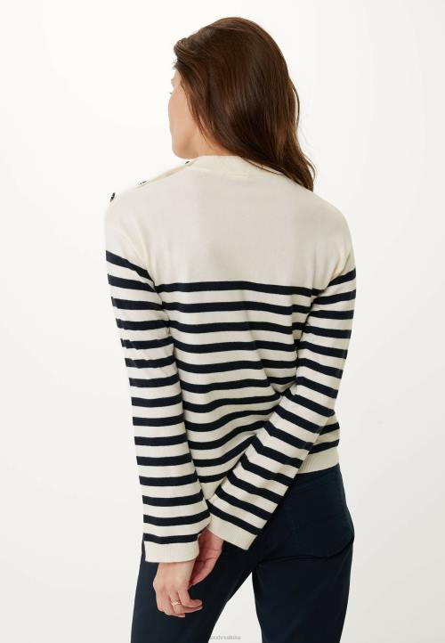 MEXX tenisice - MEXX pleteni pulover s prugastim rukavima u obliku zvona bijele boje bež B4DB112 žene